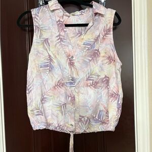 Cloth & Stone Pastel Leaf Print Sleeveless Blouse